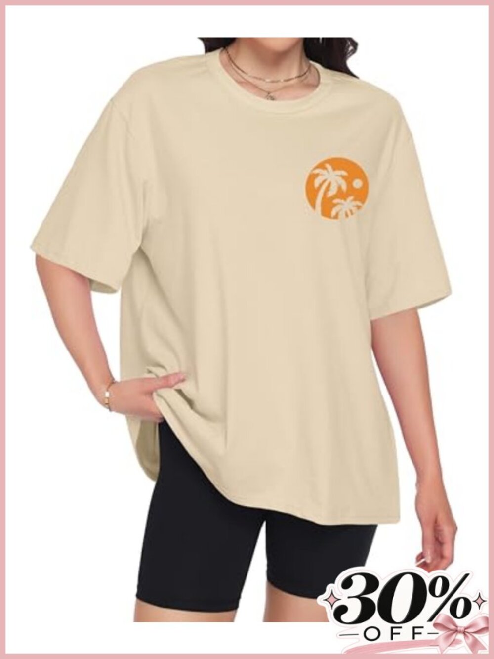 Oversized Graphic T-Shirt for Women Crew Neck Drop Shoulder Casual Summer Top - Picture 3 of 6